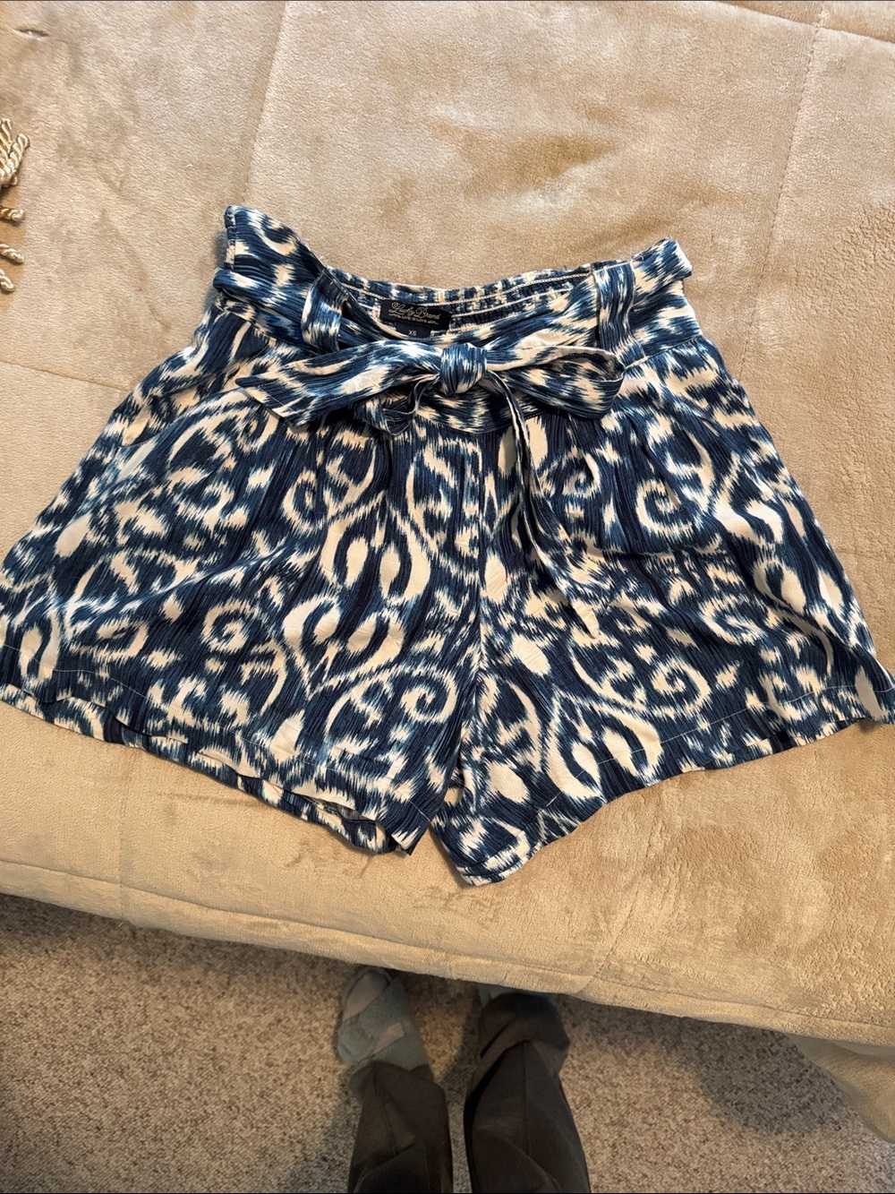 Lucky Brand Shorts Blue Boho Live in Love, w/Pockets, Size XS